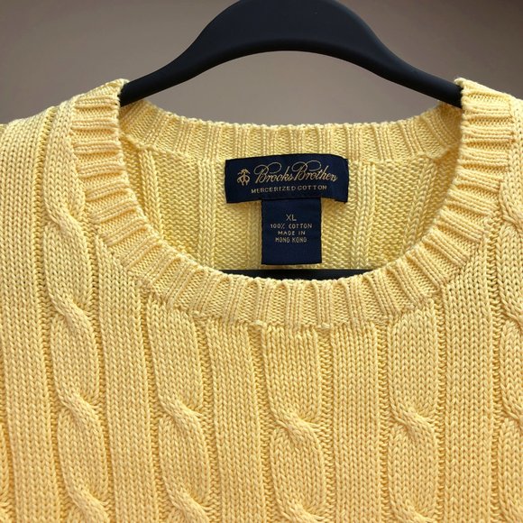 BROOKS BROTHERS yellow cotton v-neck pullover sweater SZ XL - like new! - Picture 2 of 7